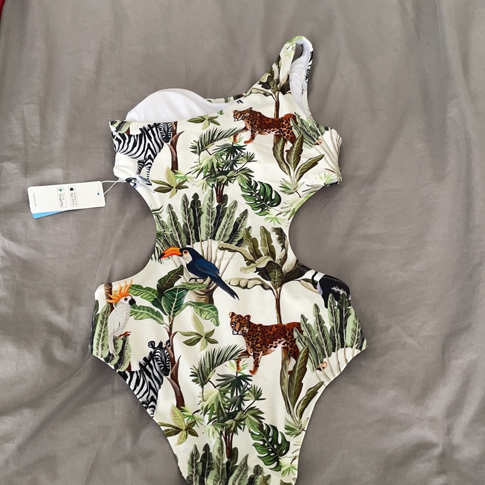 Animal Print Cutout One Piece Swimsuit - Picture 3 of 3